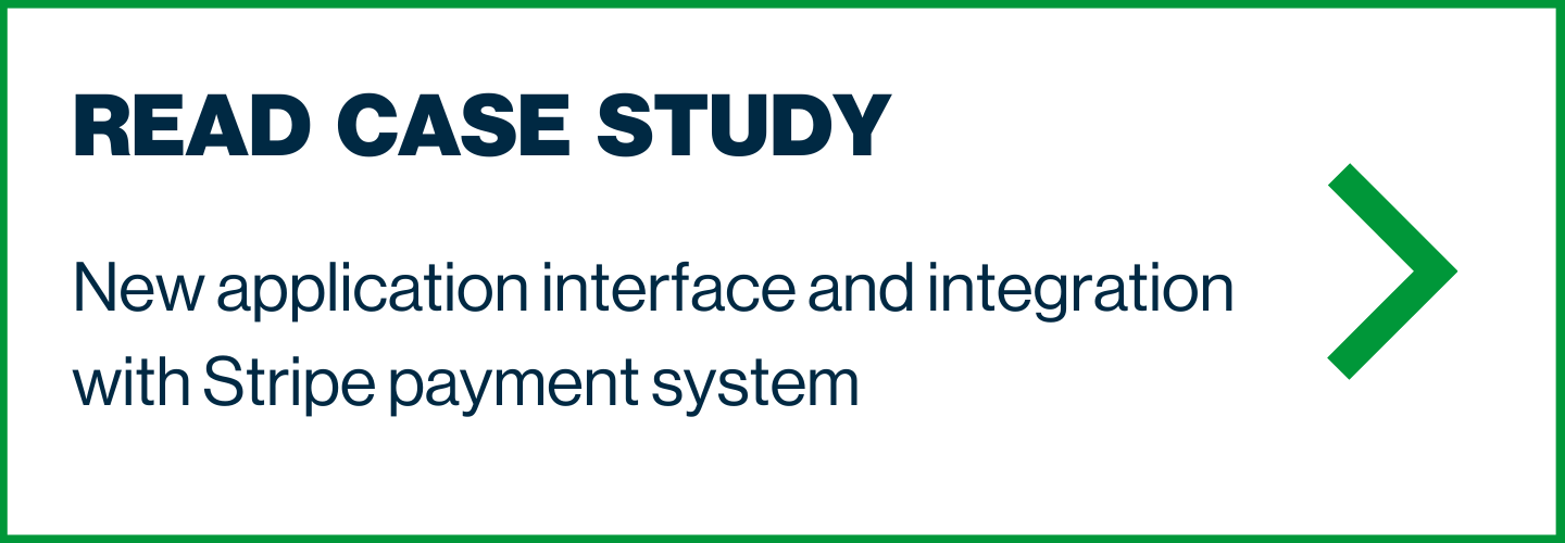 New application interface and integration with Stripe payment system